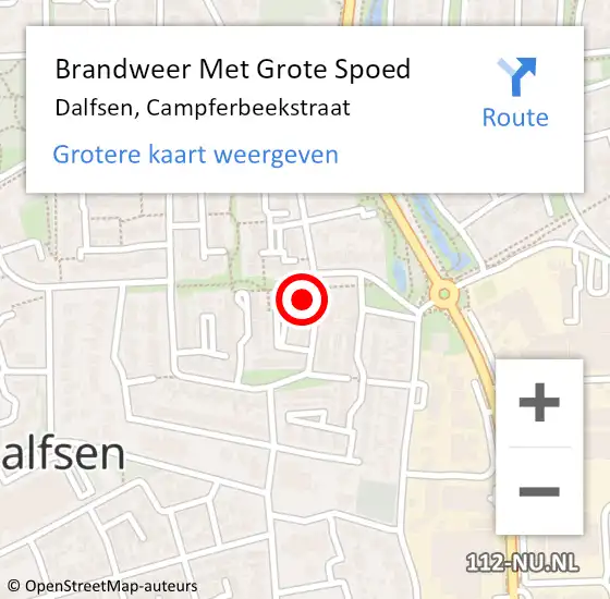 Locatie op kaart van de 112 melding: Brandweer Met Grote Spoed Naar Dalfsen, Campferbeekstraat op 21 april 2023 17:49