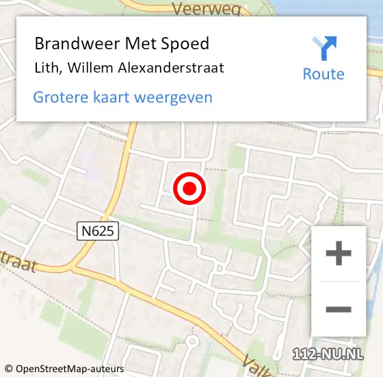 Locatie op kaart van de 112 melding: Brandweer Met Spoed Naar Lith, Willem Alexanderstraat op 21 april 2023 17:54