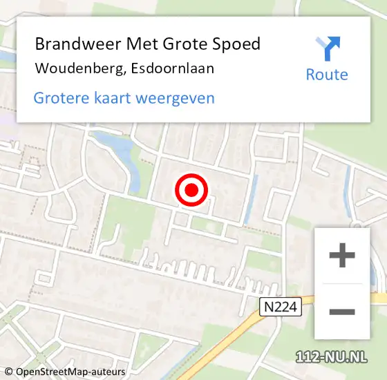 Locatie op kaart van de 112 melding: Brandweer Met Grote Spoed Naar Woudenberg, Esdoornlaan op 21 april 2023 18:24