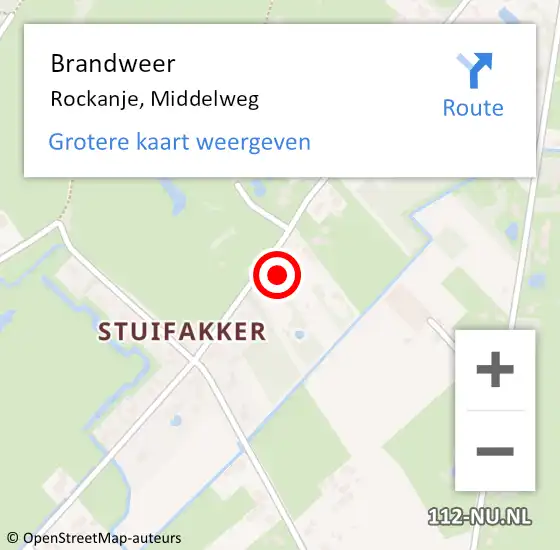Locatie op kaart van de 112 melding: Brandweer Rockanje, Middelweg op 21 april 2023 18:39