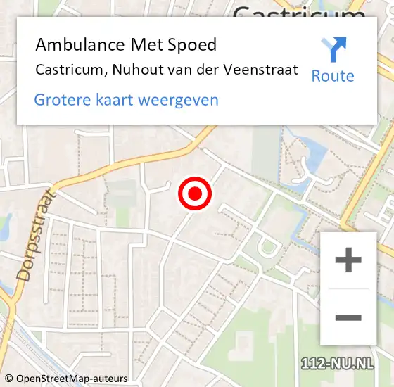 Locatie op kaart van de 112 melding: Ambulance Met Spoed Naar Castricum, Nuhout van der Veenstraat op 21 april 2023 18:50