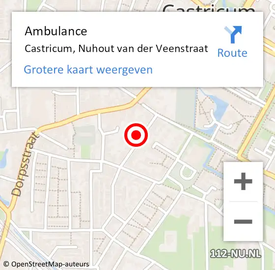 Locatie op kaart van de 112 melding: Ambulance Castricum, Nuhout van der Veenstraat op 21 april 2023 18:53