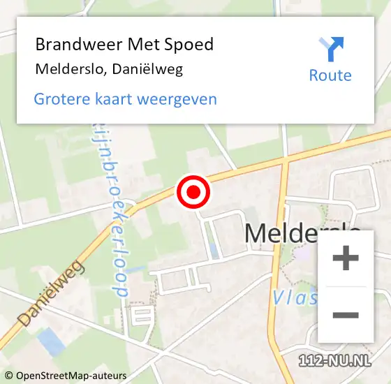 Locatie op kaart van de 112 melding: Brandweer Met Spoed Naar Melderslo, Daniëlweg op 21 april 2023 18:57