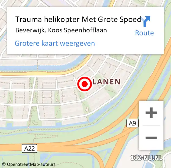 Locatie op kaart van de 112 melding: Trauma helikopter Met Grote Spoed Naar Beverwijk, Koos Speenhofflaan op 21 april 2023 18:59
