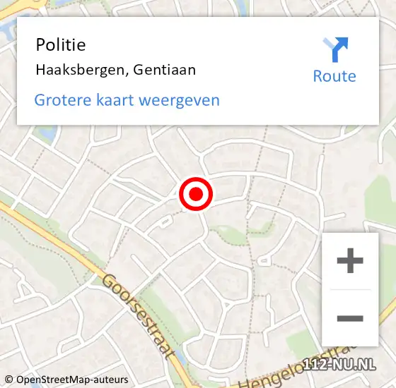 Locatie op kaart van de 112 melding: Politie Haaksbergen, Gentiaan op 21 april 2023 19:08