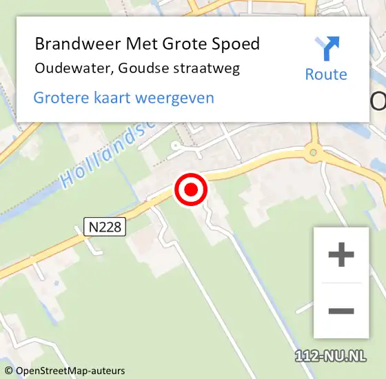 Locatie op kaart van de 112 melding: Brandweer Met Grote Spoed Naar Oudewater, Goudse straatweg op 21 april 2023 19:10