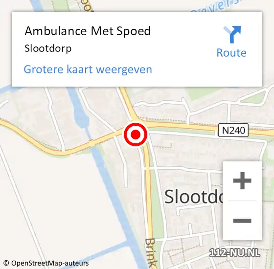 Locatie op kaart van de 112 melding: Ambulance Met Spoed Naar Slootdorp op 21 april 2023 19:35