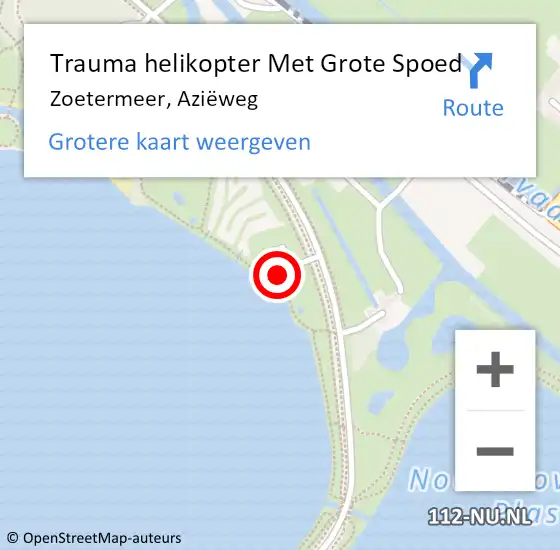 Locatie op kaart van de 112 melding: Trauma helikopter Met Grote Spoed Naar Zoetermeer, Aziëweg op 21 april 2023 19:36