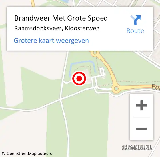 Locatie op kaart van de 112 melding: Brandweer Met Grote Spoed Naar Raamsdonksveer, Kloosterweg op 21 april 2023 19:57