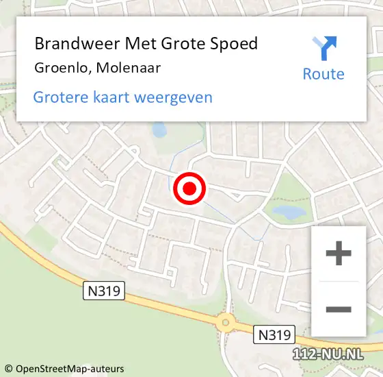 Locatie op kaart van de 112 melding: Brandweer Met Grote Spoed Naar Groenlo, Molenaar op 21 april 2023 19:58