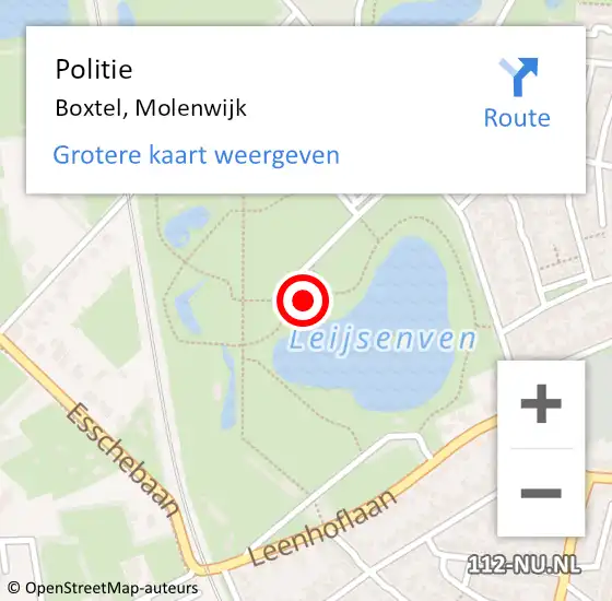 Locatie op kaart van de 112 melding: Politie Boxtel, Molenwijk op 21 april 2023 20:20