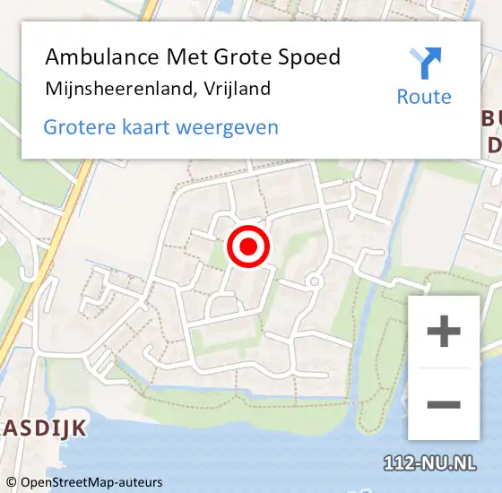 Locatie op kaart van de 112 melding: Ambulance Met Grote Spoed Naar Mijnsheerenland, Vrijland op 21 april 2023 20:20