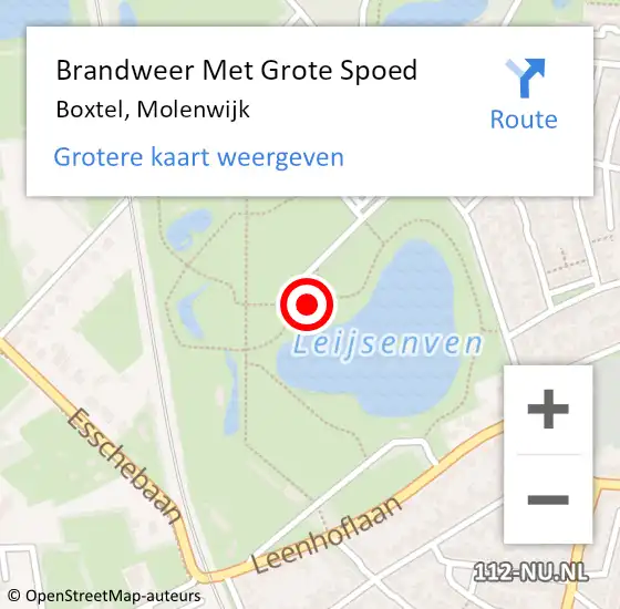 Locatie op kaart van de 112 melding: Brandweer Met Grote Spoed Naar Boxtel, Molenwijk op 21 april 2023 20:20