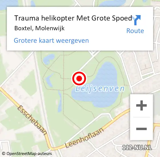 Locatie op kaart van de 112 melding: Trauma helikopter Met Grote Spoed Naar Boxtel, Molenwijk op 21 april 2023 20:21