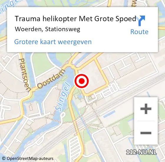 Locatie op kaart van de 112 melding: Trauma helikopter Met Grote Spoed Naar Woerden, Stationsweg op 21 april 2023 20:30