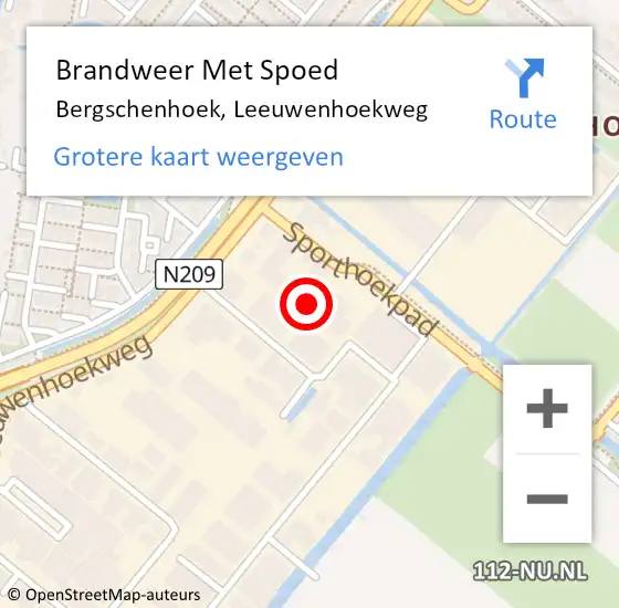 Locatie op kaart van de 112 melding: Brandweer Met Spoed Naar Bergschenhoek, Leeuwenhoekweg op 21 april 2023 20:36