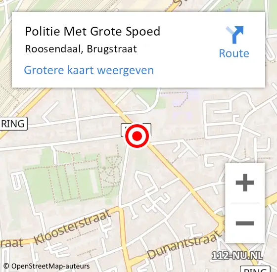 Locatie op kaart van de 112 melding: Politie Met Grote Spoed Naar Roosendaal, Brugstraat op 21 april 2023 21:04