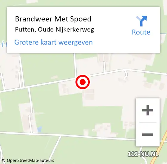 Locatie op kaart van de 112 melding: Brandweer Met Spoed Naar Putten, Oude Nijkerkerweg op 21 april 2023 21:18