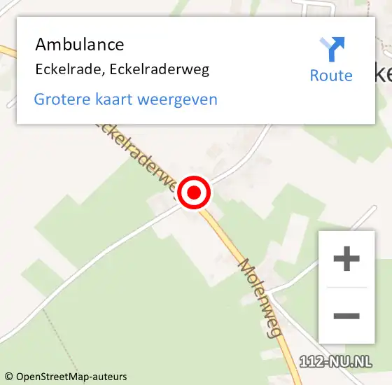 Locatie op kaart van de 112 melding: Ambulance Eckelrade, Eckelraderweg op 22 augustus 2014 23:37
