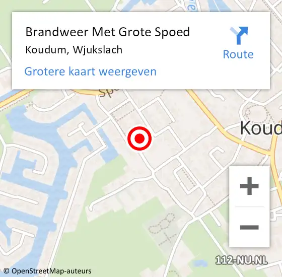 Locatie op kaart van de 112 melding: Brandweer Met Grote Spoed Naar Koudum, Wjukslach op 21 april 2023 21:43