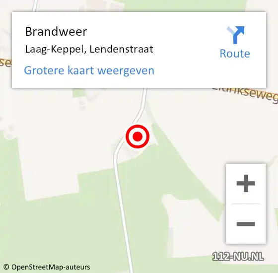 Locatie op kaart van de 112 melding: Brandweer Laag-Keppel, Lendenstraat op 21 april 2023 22:09