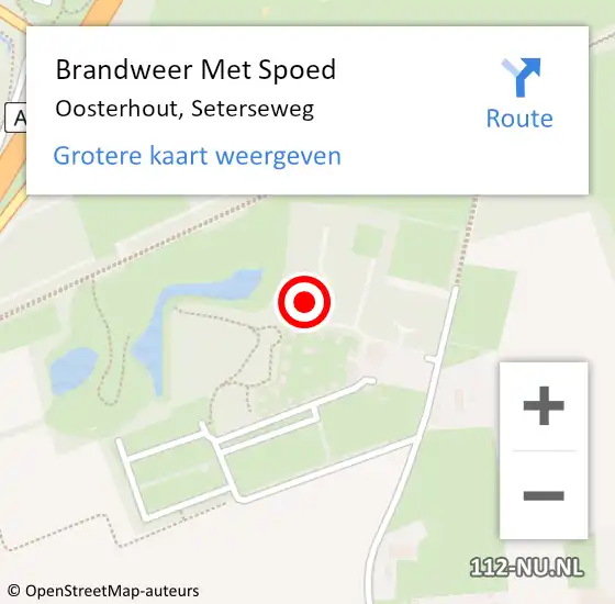 Locatie op kaart van de 112 melding: Brandweer Met Spoed Naar Oosterhout, Seterseweg op 21 april 2023 22:15