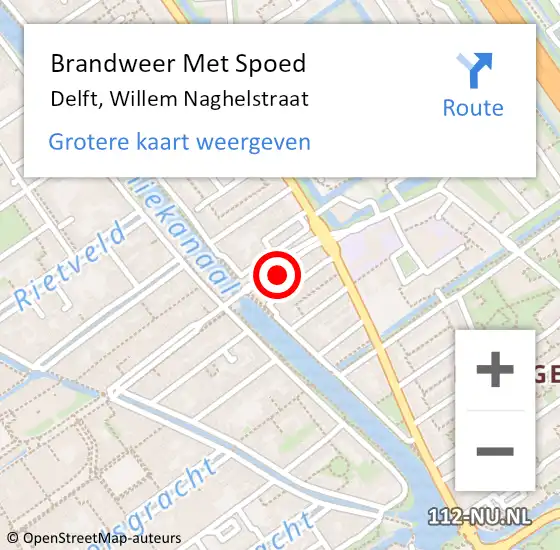 Locatie op kaart van de 112 melding: Brandweer Met Spoed Naar Delft, Willem Naghelstraat op 21 april 2023 23:19