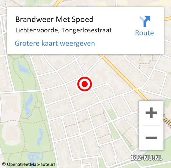 Locatie op kaart van de 112 melding: Brandweer Met Spoed Naar Lichtenvoorde, Tongerlosestraat op 21 april 2023 23:24