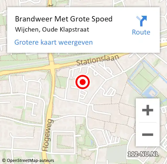 Locatie op kaart van de 112 melding: Brandweer Met Grote Spoed Naar Wijchen, Oude Klapstraat op 21 april 2023 23:37