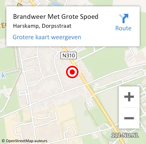 Locatie op kaart van de 112 melding: Brandweer Met Grote Spoed Naar Harskamp, Dorpsstraat op 22 april 2023 00:02