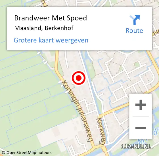 Locatie op kaart van de 112 melding: Brandweer Met Spoed Naar Maasland, Berkenhof op 22 april 2023 00:56