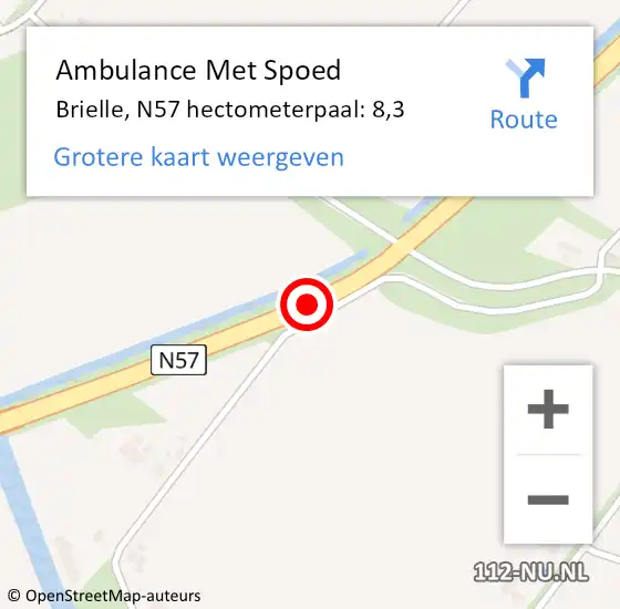 Locatie op kaart van de 112 melding: Ambulance Met Spoed Naar Brielle, N57 hectometerpaal: 8,3 op 22 april 2023 00:59