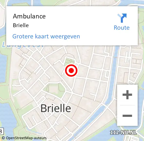 Locatie op kaart van de 112 melding: Ambulance Brielle op 22 april 2023 01:39