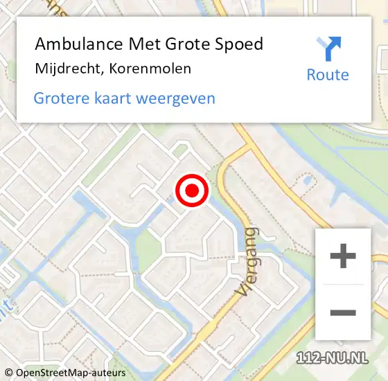 Locatie op kaart van de 112 melding: Ambulance Met Grote Spoed Naar Mijdrecht, Korenmolen op 22 april 2023 02:29