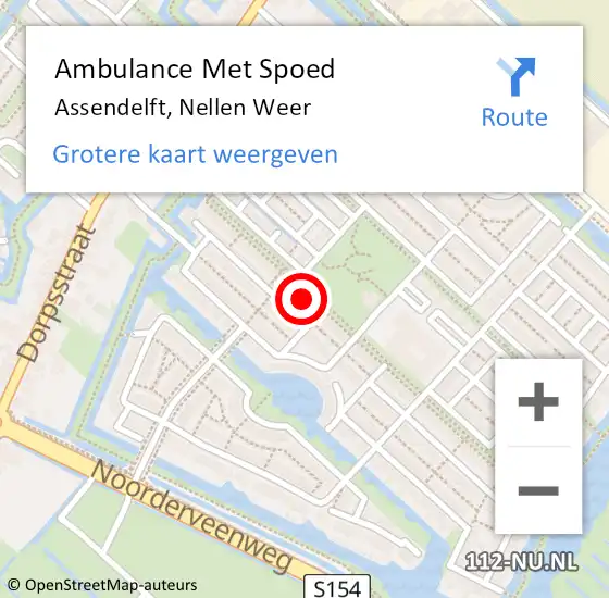 Locatie op kaart van de 112 melding: Ambulance Met Spoed Naar Assendelft, Nellen Weer op 22 april 2023 02:54