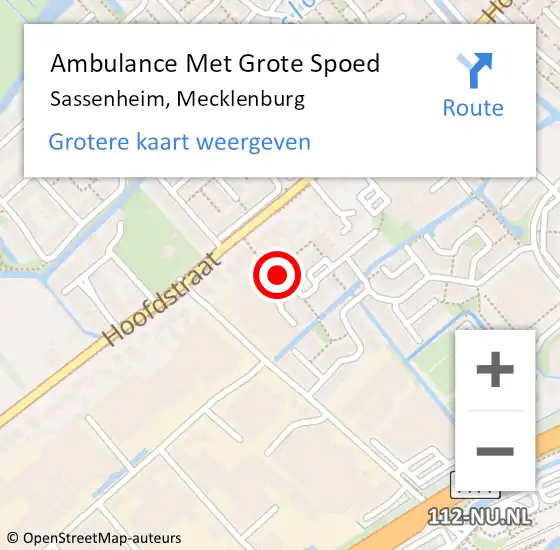 Locatie op kaart van de 112 melding: Ambulance Met Grote Spoed Naar Sassenheim, Mecklenburg op 22 april 2023 03:41