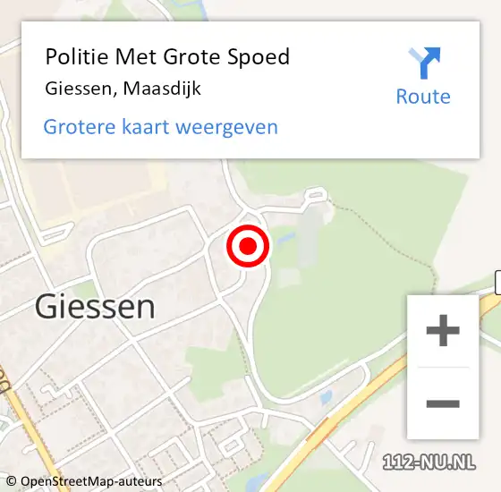Locatie op kaart van de 112 melding: Politie Met Grote Spoed Naar Giessen, Maasdijk op 22 april 2023 03:45