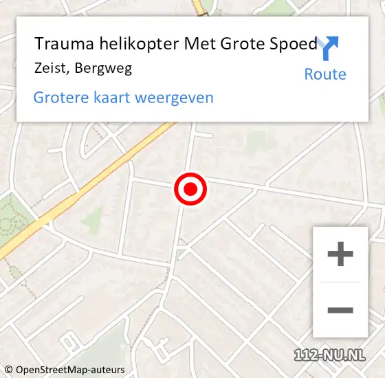 Locatie op kaart van de 112 melding: Trauma helikopter Met Grote Spoed Naar Zeist, Bergweg op 22 april 2023 03:50