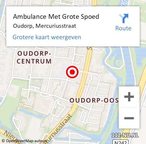 Locatie op kaart van de 112 melding: Ambulance Met Grote Spoed Naar Oudorp, Mercuriusstraat op 22 april 2023 07:14
