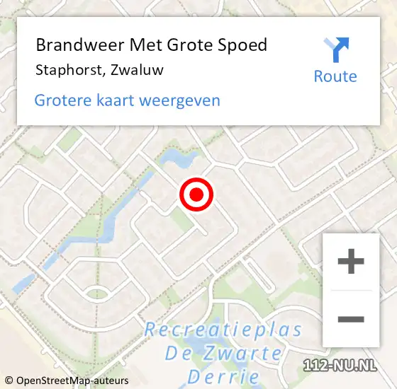 Locatie op kaart van de 112 melding: Brandweer Met Grote Spoed Naar Staphorst, Zwaluw op 22 april 2023 07:18