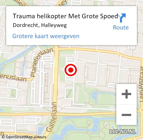 Locatie op kaart van de 112 melding: Trauma helikopter Met Grote Spoed Naar Dordrecht, Halleyweg op 22 april 2023 08:27