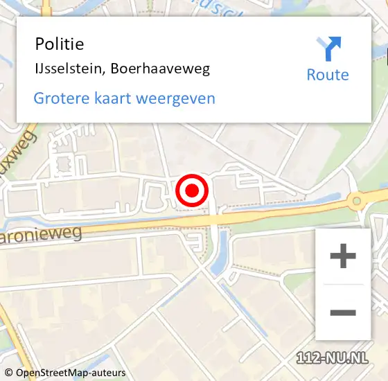 Locatie op kaart van de 112 melding: Politie IJsselstein, Boerhaaveweg op 22 april 2023 08:34