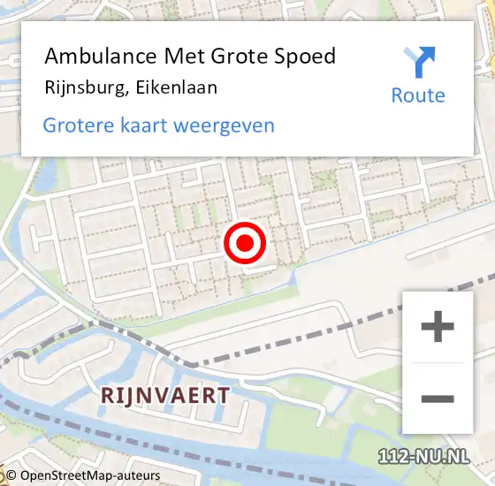 Locatie op kaart van de 112 melding: Ambulance Met Grote Spoed Naar Rijnsburg, Eikenlaan op 22 april 2023 08:58