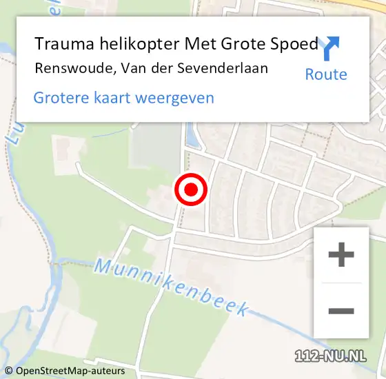 Locatie op kaart van de 112 melding: Trauma helikopter Met Grote Spoed Naar Renswoude, Van der Sevenderlaan op 22 april 2023 09:03