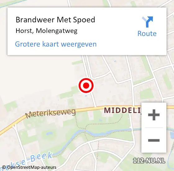 Locatie op kaart van de 112 melding: Brandweer Met Spoed Naar Horst, Molengatweg op 22 april 2023 09:23