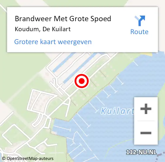 Locatie op kaart van de 112 melding: Brandweer Met Grote Spoed Naar Koudum, De Kuilart op 22 april 2023 09:49