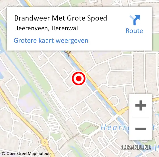 Locatie op kaart van de 112 melding: Brandweer Met Grote Spoed Naar Heerenveen, Herenwal op 22 april 2023 10:11