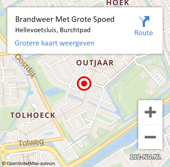 Locatie op kaart van de 112 melding: Brandweer Met Grote Spoed Naar Hellevoetsluis, Burchtpad op 22 april 2023 11:14