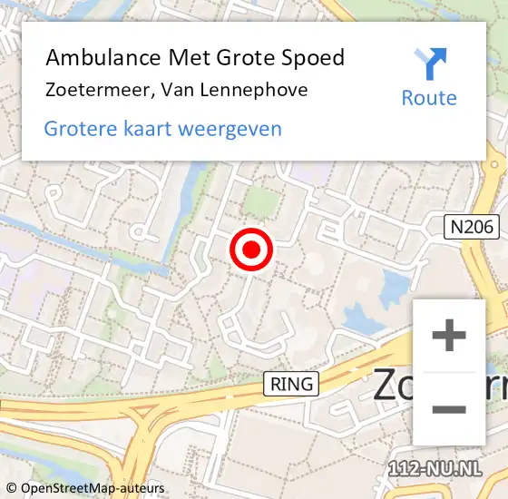 Locatie op kaart van de 112 melding: Ambulance Met Grote Spoed Naar Zoetermeer, Van Lennephove op 22 april 2023 11:43