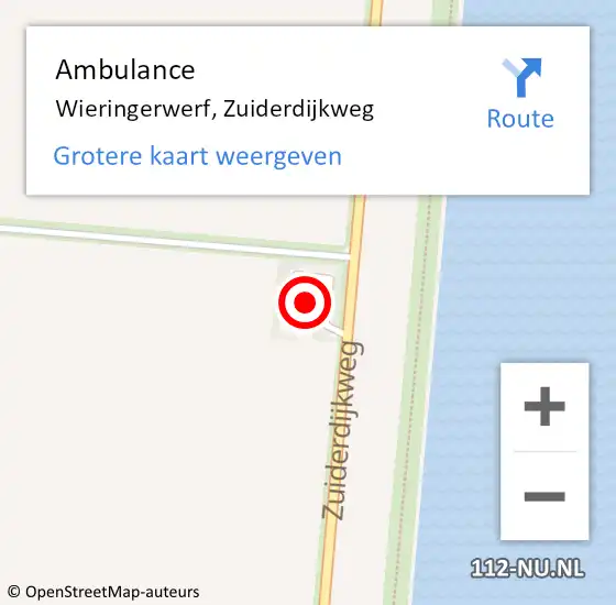 Locatie op kaart van de 112 melding: Ambulance Wieringerwerf, Zuiderdijkweg op 22 april 2023 12:44